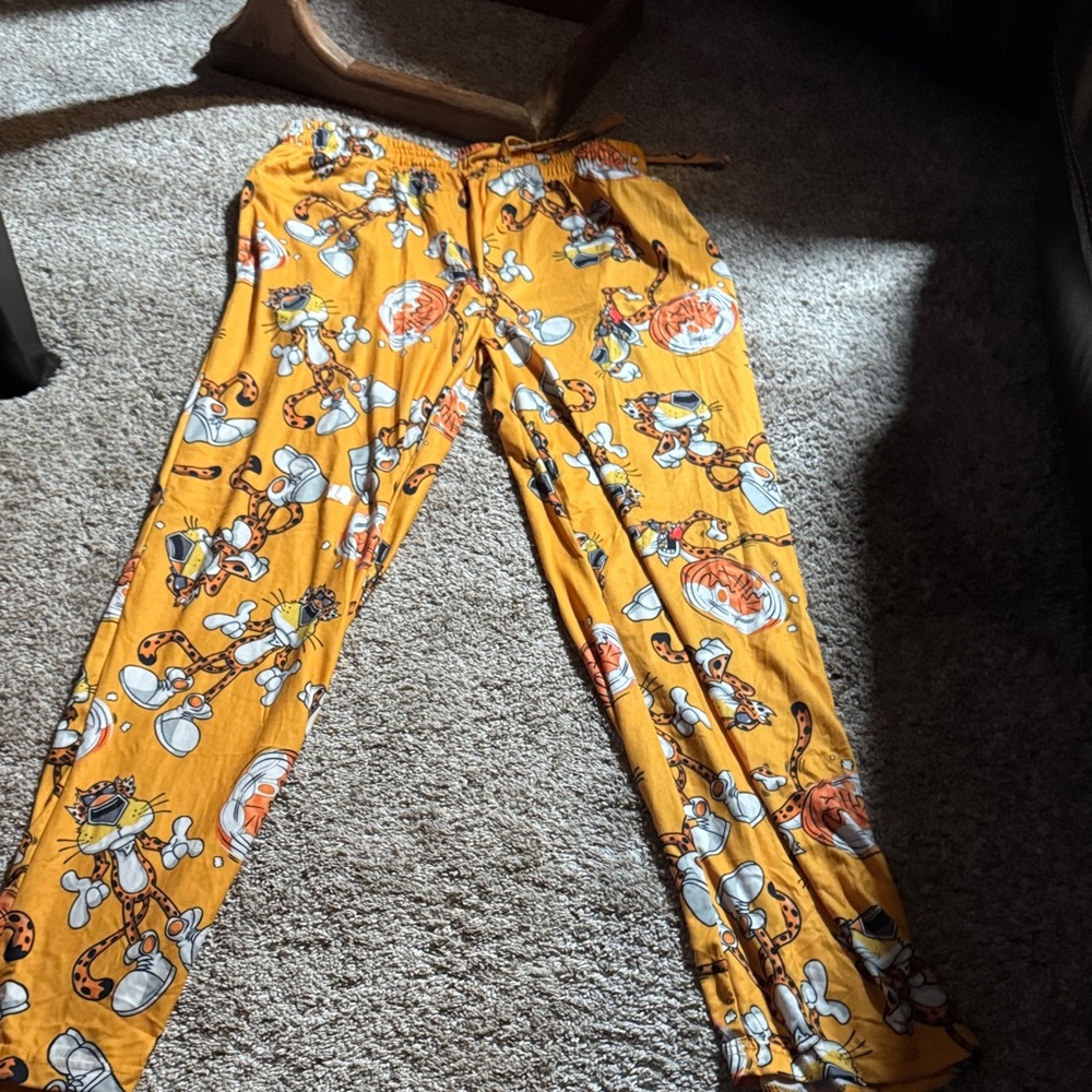 Orange Chester Cheetah Cheetos Cartoon Print Pajama Pants